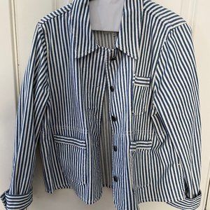Madewell Striped Cropped Denim Jacket